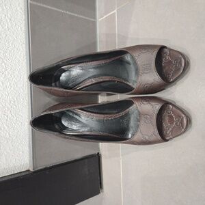 Gucci Chocolate Brown Peep-toe Heels